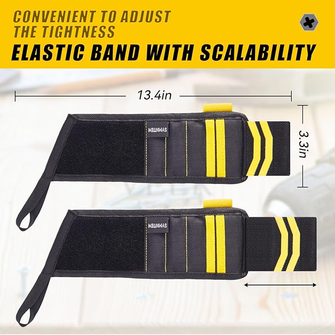 Gifts for Dad, Lanyard Magnetic Wristband for Tools, Birthday Gifts for Men, Lightweight 1680D Double Oxford Fabric, 12 Super Strong Magnets, Gifts for Men, Women, Yellow