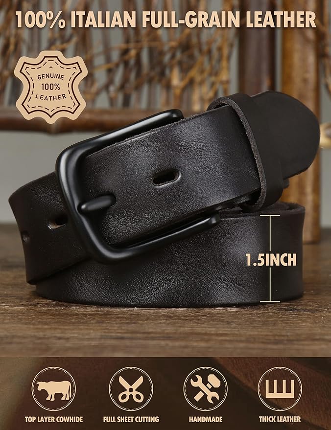 Thicken Full Grain Leather Mens Belt Heavy Duty Mens Work Belt Mens Belt High Hardness Buckle Packed In Gift Box