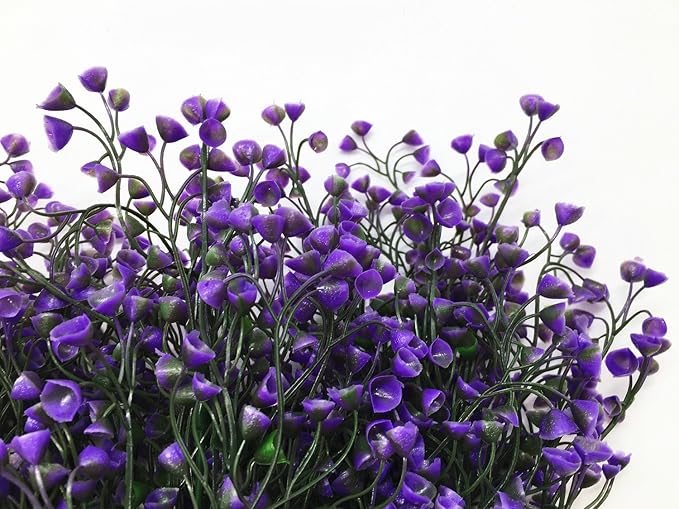 CATTREE Artificial Plants Shrubs Bushes, Plastic Fake Flowers Wedding Indoor Outdoor Home Garden Verandah Kitchen Office Table Centerpieces Arrangements Christmas Decoration - Deep Purple 4 pcs