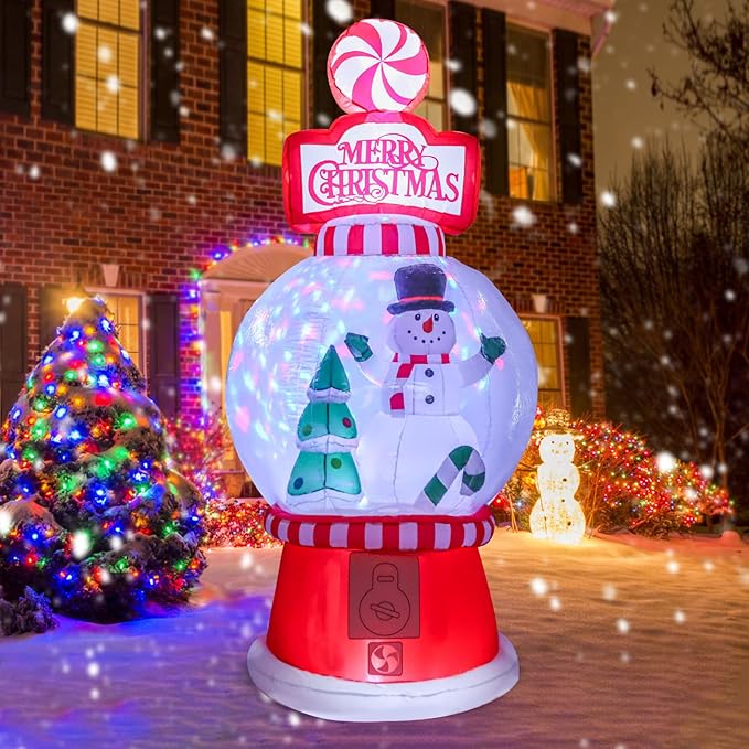Christmas Inflatables Outdoor Decoration Giant Christmas Blow Up Yard Decorations Inflatable Globe with Snowman Santa Tree Outdoor Indoor Blow Up LED Light Yard Lawn Garden Home Party Decor