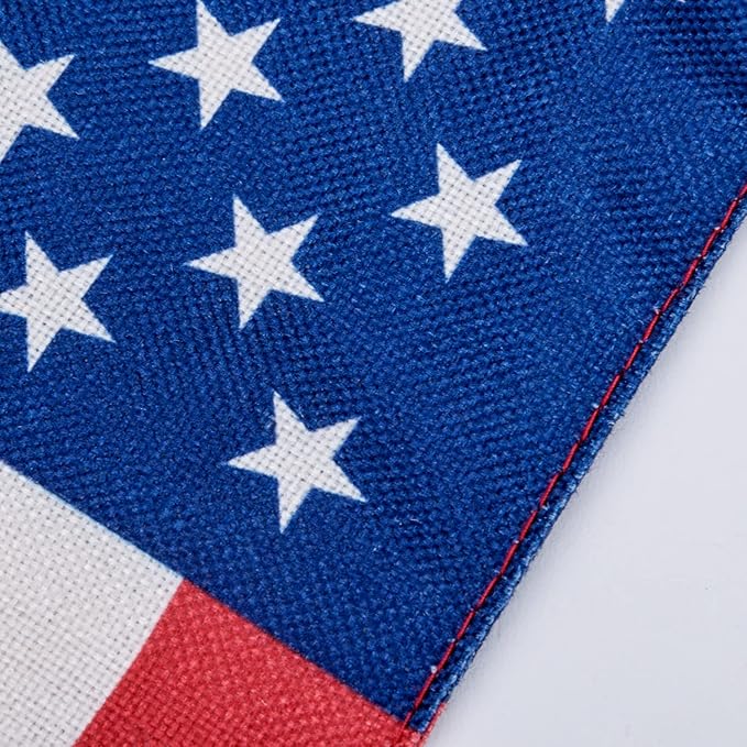 American Flag USA Yard Garden Flag with Lights- Solar LED Burlap US Flag 4th of July All Season Garden Flag 12 x 18 Double Sided for Patio Lawn Outside Outdoor Decorative Farmhouse