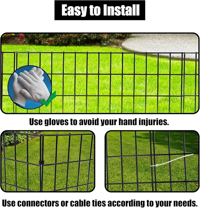 Confote10 Panels Decorative Garden Fence,15 in (H) x 20ft (L) No Dig Dog Fence Outdoor for Yard, Rustproof Tall Garden Fencecing Panels, Animal Barrier Suitable for Yard Border, Patio, and Outdoor