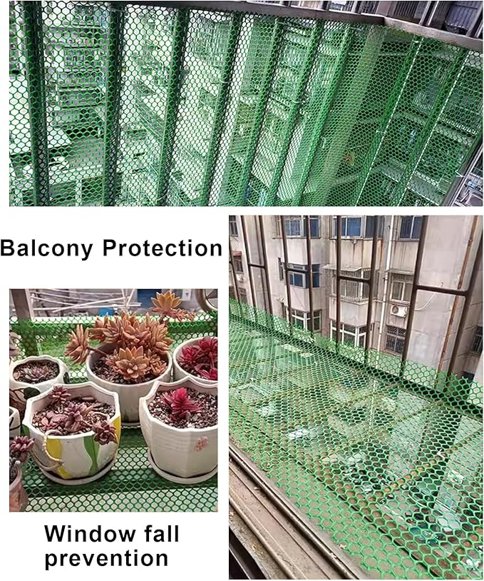 Plastic Chicken Wire Mesh Fencing 39.3″ x 32.8′ Roll Pet Garden Safety Fencing Netting Durable Heavy Duty Snow Fence for Poultry Floral Bird Patio Barrier, Easy to(Size:1x30M - Mesh 1.8cm,Color:Green)