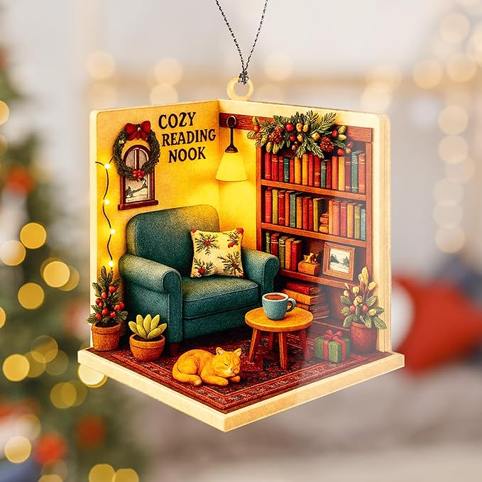 Funny Christmas Book Ornament 2025 - Book Christmas Ornament - Book Lover Gifts for Women - Books Ornaments for Christmas Tree - Bookish Gifts - Christmas Ornaments 2025 for Gift, Decor, Exchange