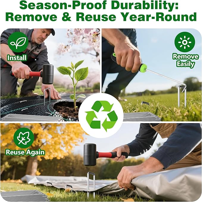 AMAGABELI GARDEN & HOME 6 Inch 50 Pack Galvanized Landscape Staples 11 Gauge Anti-Rust Heavy Duty Garden Staples Plant Cover Stakes U-Shaped Sod Pins Ground Fence Stakes for Weed Barrier Fabric