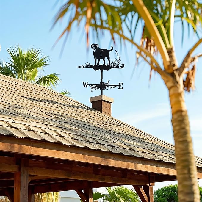 3D Dog Metal Weather Vane,Stainless Steel Black Animal Weathervane Wind Direction Indicator Roof Garden Decorations for Outdoor Farm Yard Garden Gazebo