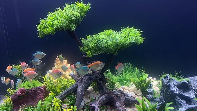 BEGONDIS 25Pcs Artificial Aquarium Tree & Plants Set - Green Fake Aquatic Plants for Aquarium Decorations