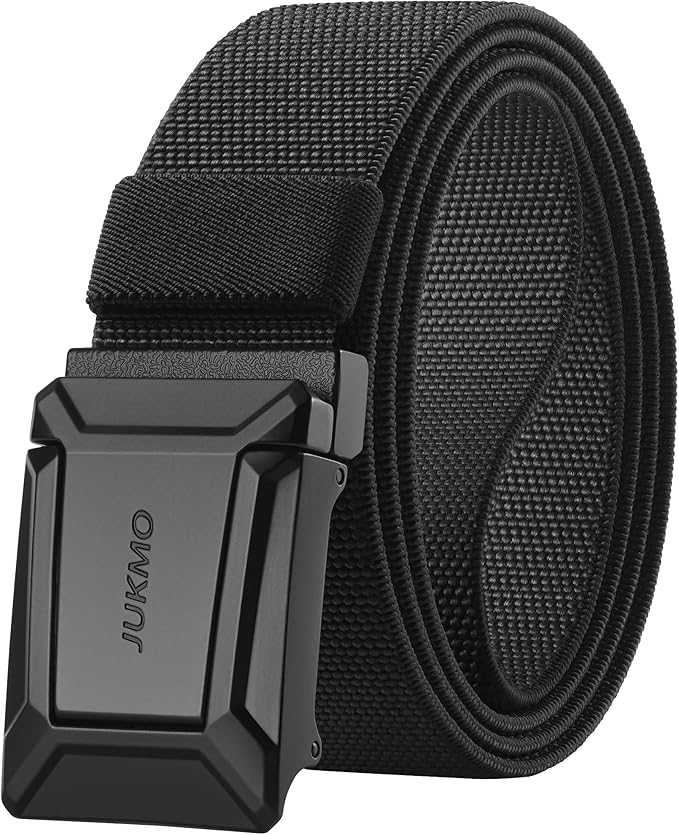 JUKMO Stretch Tactical Belt for Men, Military Work Rigger Hiking 1.5" Elastic Nylon Web Ratchet Quick Release Belt