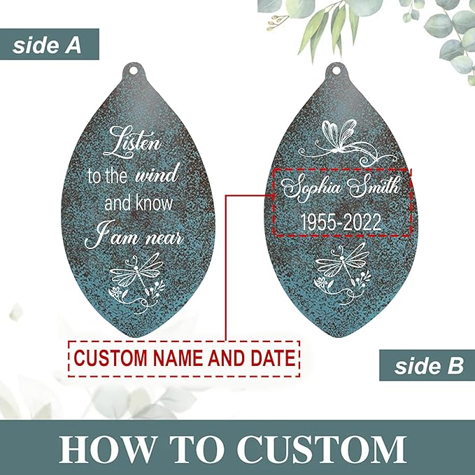 ASTARIN Personalized Name 35" Memorial Wind Chimes for Outside, Metal Sympathy Gifts for Loss of Mother Father Loved One, Bereavement Wind Chime in Memory Gift, Decor Outdoor Garden Patio