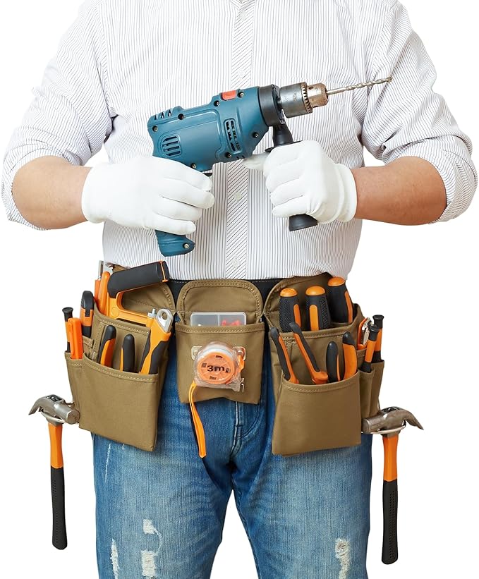 19 Pocket Tool Belts - Gardening Belt with Quick Release Buckle,Adjustable Utility Belt,Work Apron for Men and Women,for Gardening,Electrician,Carpenter,Construction Tool Belt,Gifts (Purple)