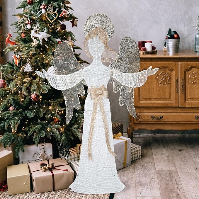Christmas Outdoor Decorations Lighted Angel 48" Xmas LED Warm Lights Decor Indoor, Large Outdoor Holiday Decorations for Home, Yard, Garden, Porch