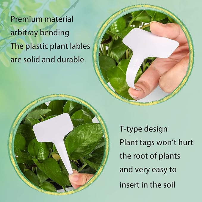 200pcs 4 Inch T-Type Plant Name Tags - Waterproof Plastic Garden Labels with Permanent Marking Pen