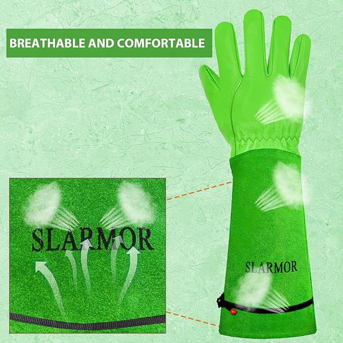 Long Gardening-Gloves Women/Men-Thorn proof Rose Pruning Heavy Duty Gauntlet, Best Garden Gifts for Gardener-M