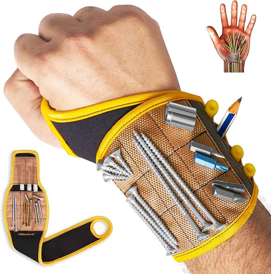 Magnetic Wristband for Tools Magnet Screw Holder Wrist Support Keeps Screws Nails Drill Bits Handy Unique Tool Gadgets for Men's & Dad Perfect Christmas Gifts Stocking Stuffers (Coyote Brown)