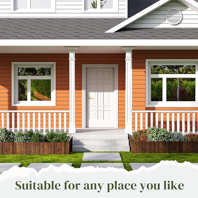 Wooden Garden Fence No Dig Landscape Edging Border Lawn Border Decorative Flower Bed Border Courtyards Planting Tree Fence Yard Patio Path Edging -11.8" H x 48" L (1PACK)