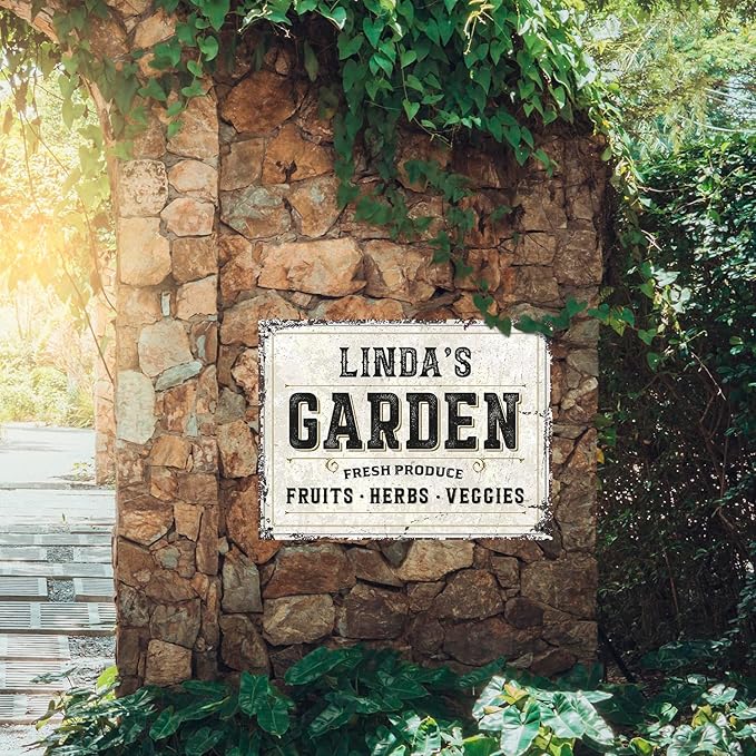 Custom Garden Fresh Produce Sign, Personalized Rustic Name for Backyard, Farm and Christmas Décor Sign, 18x24 Inches, Rust Free .063 Aluminum, Fade Resistant, Made in USA by Sigo Signs