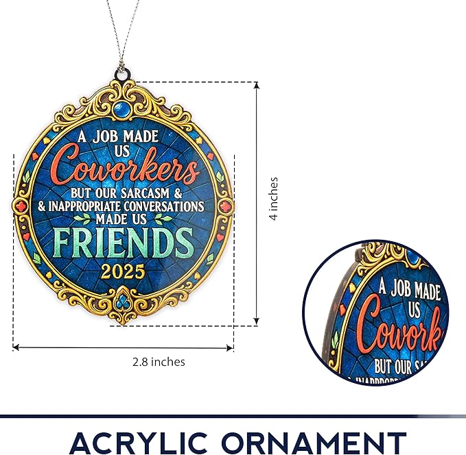 Coworker Friendship Ornament 2025 – Coworker Ornament – Coworker Gifts – Office Decor – Christmas Ornament – Christmas Ornament 2025 – White Elephant Gifts - Xmas Tree Funny Decoration