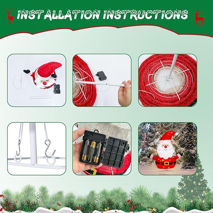 Lighted Santa Claus Holiday Display, Collapsible Pre Lit Pop Up Santa Claus Christmas Decoration for Indoor Outdoor Garden Yard Lawn Holiday Party Decor