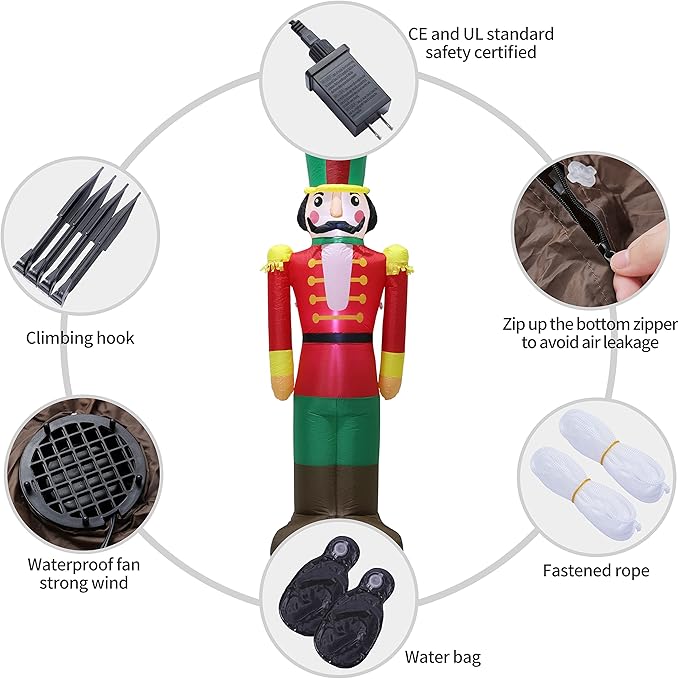 7 FT Christmas Inflatable Nutcracker Soldier Blow up with Build-in LED Lights, Cute Xmas Gift Box for Indoor, Outdoor, Party, Yard, Garden, Lawn Blow Up Holiday Decoration