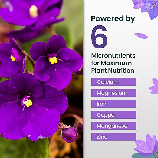16oz African Violet Fertilizer for African Violets Live Plants - Makes 24 Gallons of Indoor Plant Food for Houseplants, Balanced Macro & Micronutrients Formula for Vibrant Blooms & Lush Foliage