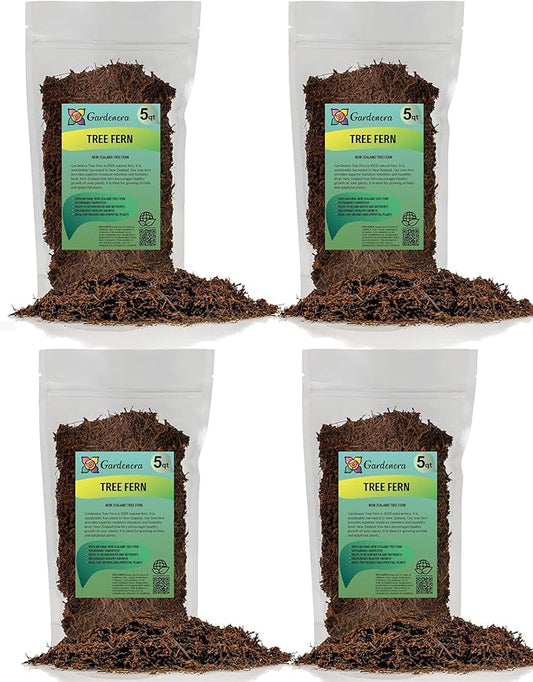GARDENERA's Premium New Zealand Tree Fern - 20 Quart - Growing Medium for Orchids and Epiphytes | Provides Optimal Drainage and Aeration (4 Bags of 5 Quart)
