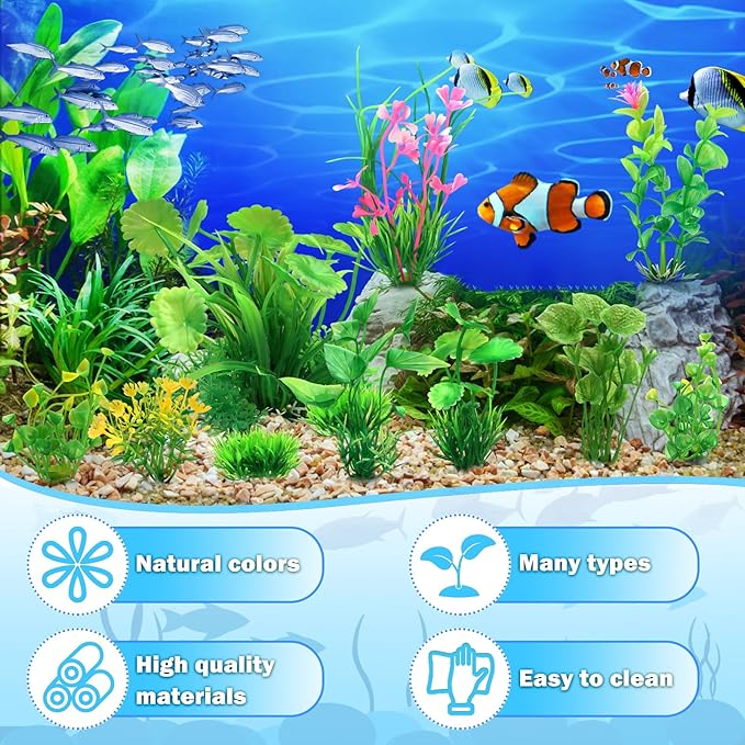 Fish Tank Accessories Aquarium Decorations Green Plants, 11cs Small Goldfish Turtle Tank Decorations Artificial Plants, Aquarium Decor Plastic Grass Plant