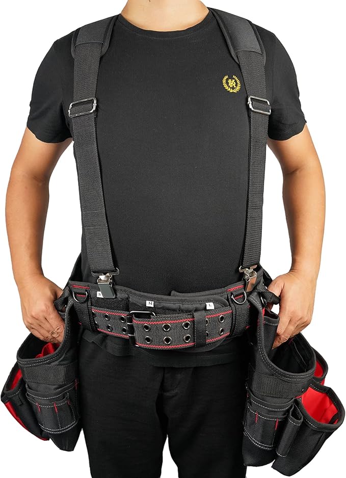 MELOTOUGH Padded Tool Belt Work Suspenders With Super Strong Clip for Carpenter's Suspension Rig construction suspenders for men