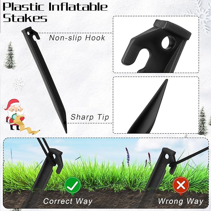 Aodaer 36 Pieces Plastic Inflatable Stakes 8.8 Inch Christmas Halloween Yard Stakes Heavy Duty Anchor Replacement Inflatable Accessories for Garden Outdoor Inflatable Decorations, Black