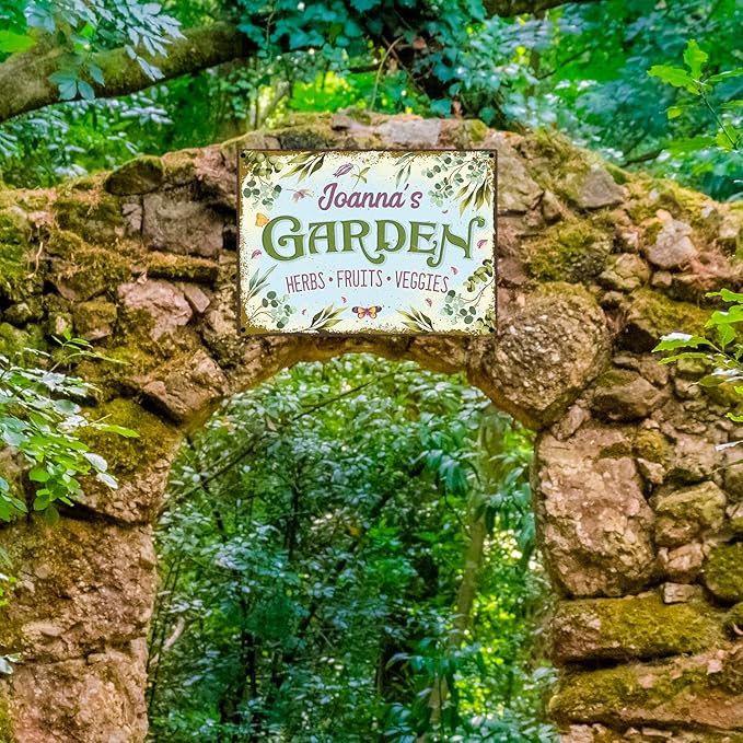 Custom Garden Sign, Christmas Present, Personalized Name for Vegetable Patch and Backyard Décor Sign, 10x14 Inches, Rust Free .040 Aluminum, Fade Resistant, Made in USA by Sigo Signs