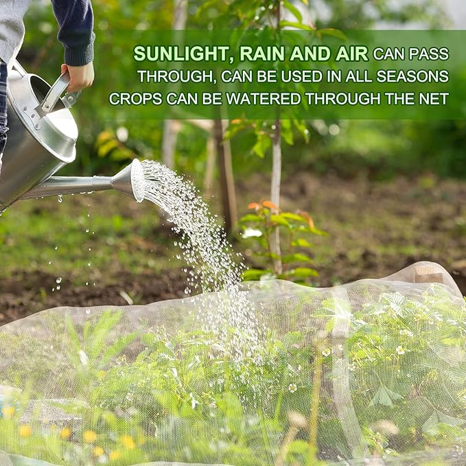 Garden Netting, Jevrench Durable Ultra Fine Garden Netting, Garden Plant Cover Row Cover Makes Plants, Vegetables, Fruits, and Flowers Grow Better (10ft x 35ft)