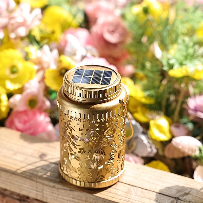 Cooo 6 Pack Solar Pathway Lights & Solar Lanterns Outdoor Waterproof Landscape Path Lights Christmas Lights Gifts for Women Mom Grandma for Garden Yard Patio Backyard Porch Decor- Gold Hummingbird