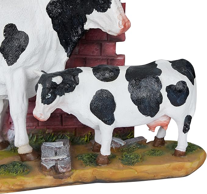 Alpine Corporation GDS188 Polyresin Cow and Calf Statue Decor, Stylish Statuary Decor for Garden, Patio, and Lawn, 11" H, Multicolor