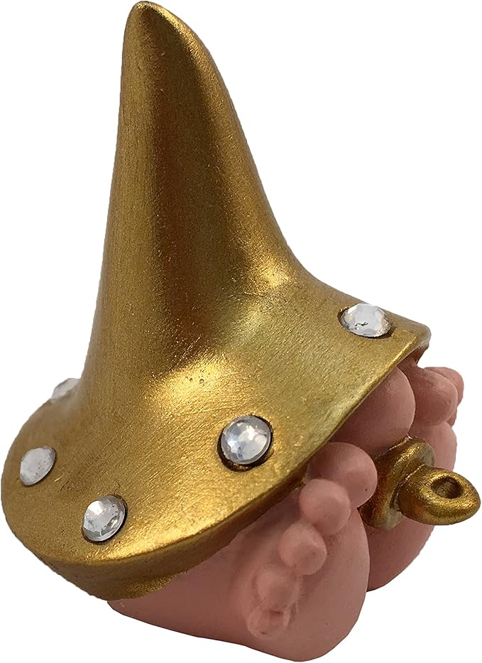 GlitZGlam Baby Diva The Giant Golden Baby Gnome for The Enchanted Gnome and Fairy Garden (6 Inches Tall) Gold