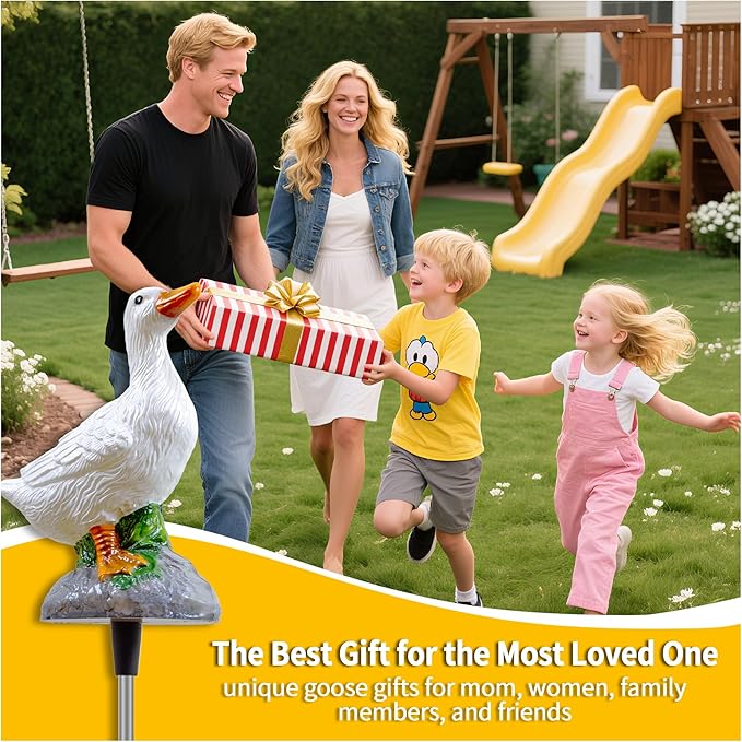 Solar Porch Goose Statue Garden Decor, 29 inch with Motion-Activated Sound Outdoor Decorative Garden Stake Lighting for Lawn Patio Yard Balcony - Unique Goose Gift for Garden Lovers