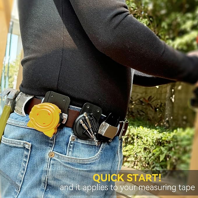 Tape Measure Holder | Clip-On Tape Measure Holder - Light Portable Tape Measure Clips Suits Your Belt, Tool Bags, Pockets, or Pants.
