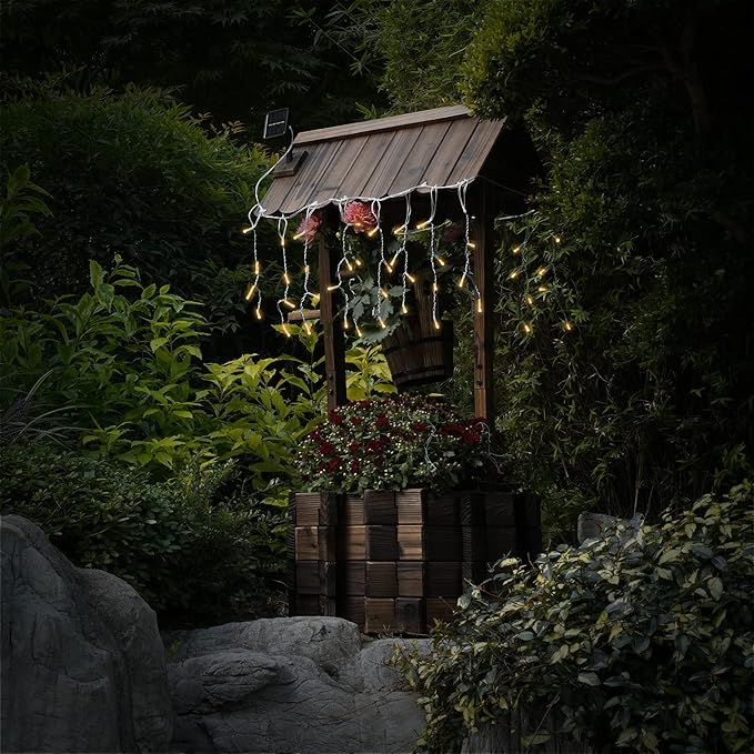 Garden Wooden Decor Rustic Wishing Well with Light Planter Outdoor Home Décor for Patio, Upgrade Wishing Well Garden, Yard Hanging Bucket Patio Lawn Backyard Home Decor