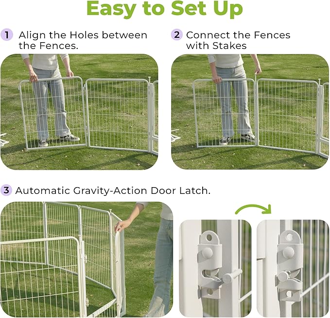Doorless Garden Fence 50 in(H) x 5.1 ft(L) 2 Panels, Heavy Duty Metal Animal Barrier Fence, No Dig Fence for Dogs, Rabbit Fence for Garden, White