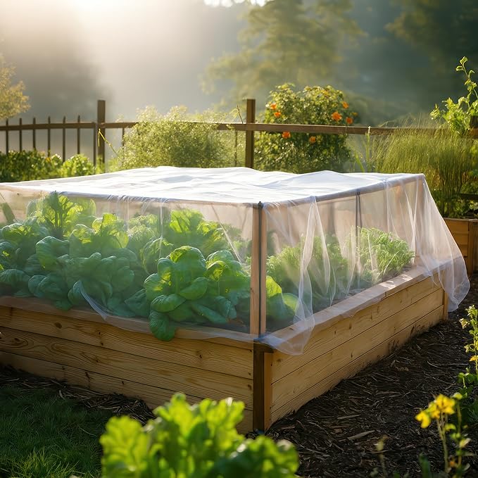 Netting Cover, 10x50 FT White Garden-Netting, Polyester Mosquito Netting, Multipurpose Protective Netting for Plants, Birds, Insects, Deer, Adjustable Size, Lightweight, Durable, 256 Mesh