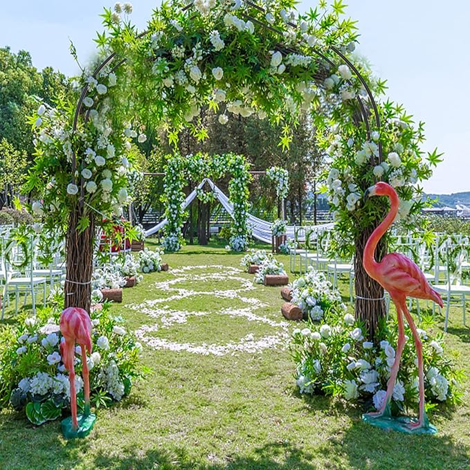 Giantex Garden Arbor, 7.2FT Wedding Arch Garden Trellis with 8 Stakes, Metal Garden Arch for Climbing Plants Vines Rose, Outdoor Archway for Wedding Bridal Party Lawn Decoration, Easy Assembly