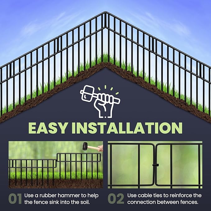 19.5 Ft(L) X 13Inch(H)Animal Barrier Fence - 14 Pack No Dig Fence Panels Dog Dig Fence Barrier Metal Small Garden Fence Border for Dogs Rabbits Defense Bottom Blocker for Outdoor Yard Patio