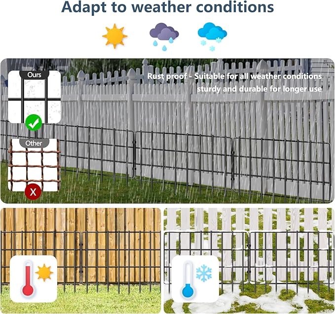 25 Pack Animal Barrier Fences, 1.25in Gap No Dig Garden Fence for Dog Rabbit, 17in (H) X 27ft (L) Rustproof Metals Ground Defense Border for Garden, Patio, Yard, Landscaping