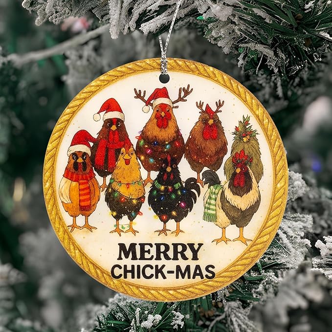 Funny Christmas chicken ornaments for christmas tree 2025 - chicken ornament - chicken christmas ornaments - rooster christmas ornaments - christmas chicken decor - Vintage Christmas ornament