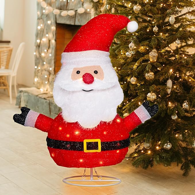 Lighted Christmas Santa Claus Outdoor Decorations Collapsible Santa Claus with LED Lights Pre Lit Pop up Xmas Holiday Decor for Indoor Outdoor Home Yard Garden Lawn