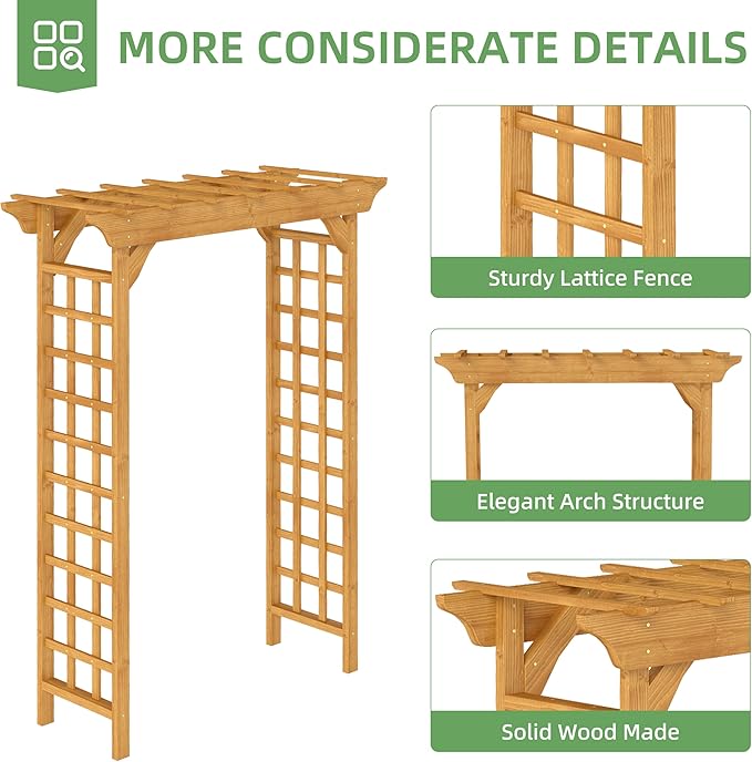 Wood Garden Arbor – Outdoor Wooden Arch Pergola for Garden, Backyard, Patio & Wedding – Durable, Elegant Design for Climbing Plants and Vines