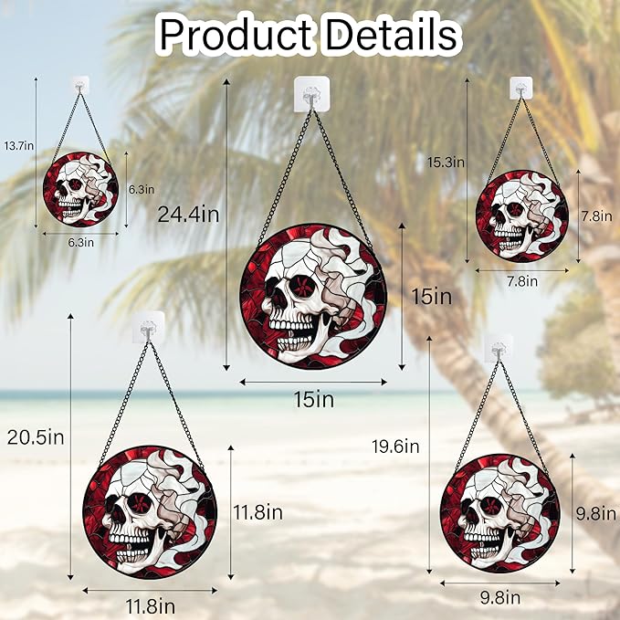 Stained Glass Window Hanging - Halloween Decorations Vampire Skeleton Suncatcher for Doors Garden Indoor Funny Spooky Sun Catchers Gothic Decor Horror Gifts for Women Men Friend 9.8 in