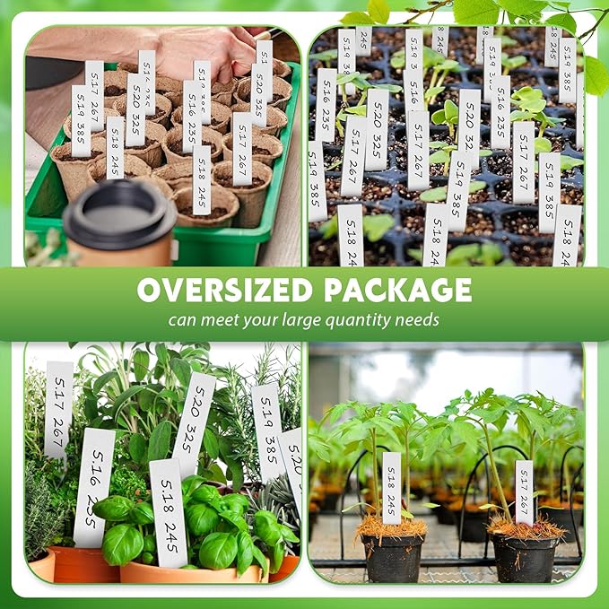 Geetery 2000 Pcs Plastic Plant Labels 4'' Garden Plant Markers Nursery Name Tags Waterproof Pot Label Stakes Planting Sticks for Seeds Summer Outdoor Indoor Garden Flowers(White)