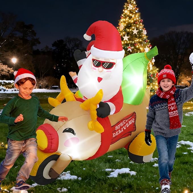 6FT Santa Claus Inflatable Decoration with Built-in LED Lights, Christmas Outdoor Inflatable Decoration for Lawn, Yard, Garden, Patio
