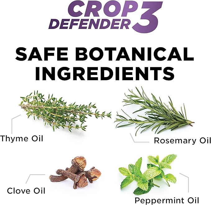 Grower's Ally Crop Defender 3 Concentrate 1 qt | Natural, Safe & Organic Insecticide & Fungicide Control for Plants - Powdery Mildew, Spider Mites & Russet Mite Killer – Makes 100 Gallons