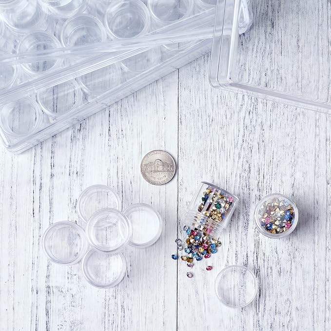 FASHEWELRY 30pcs Diamond Painting Jars 1x1” Small Screw cap containers for Seed beads, 5D Embroidery diamond drill, Nail art and Glitter, Crafts & Sewing
