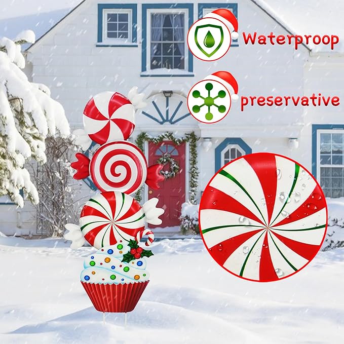 Christmas Outdoor Decoration, Courtyard Garden Wooden Stake Outdoor Decoration, Courtyard Gift Candies, Cakes, Desserts Fun Stacking Wooden Stakes, Lawn